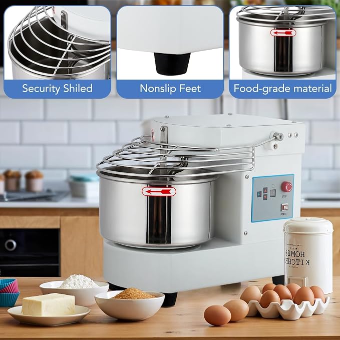 GarveeHome 10.5 Qt Commercial Stand Mixer, 650W Touch Screen Control with Timer & Safety Shield, Dual Rotating Dough Machine, Stainless Steel Bowl for Restaurant & Bakery