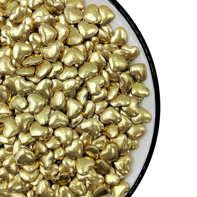 Gold Heart Sprinkles, Edible Heart Cake Decorating, Baking Cake Decorations Cupcake Toppers Cookie Decorating, Wedding Party Chirstmas Supplies