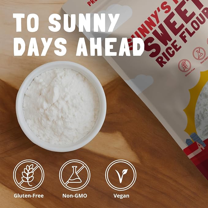 Sunny's Farm Sweet White Rice Flour - Glutinous Rice Flour, Ideal for Rice Flour for Sourdough Bread, Gluten-Free, Non-GMO, 16oz (Pack of 4)