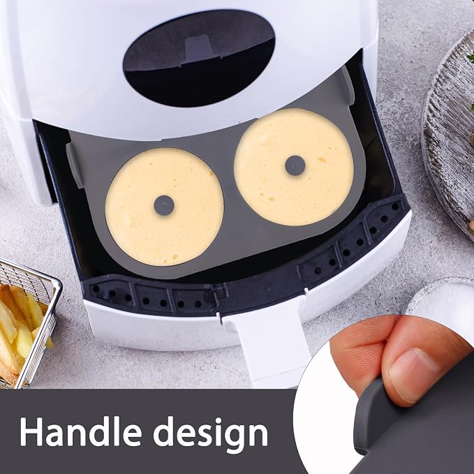Silicone Donut Molds for Air Fryer, Set of 1, 4-Cavity Non-Stick Doughnut Pans with Carrying Handle, Doughnut Bagel Baking Tin for Muffins Cake, Dishwasher Safe, Grey