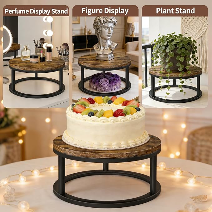Cake Stand, 12 Inch Round Cupcake Stand Wood Grain Finish Serving Tray Cake Stands for Party Wedding Birthday
