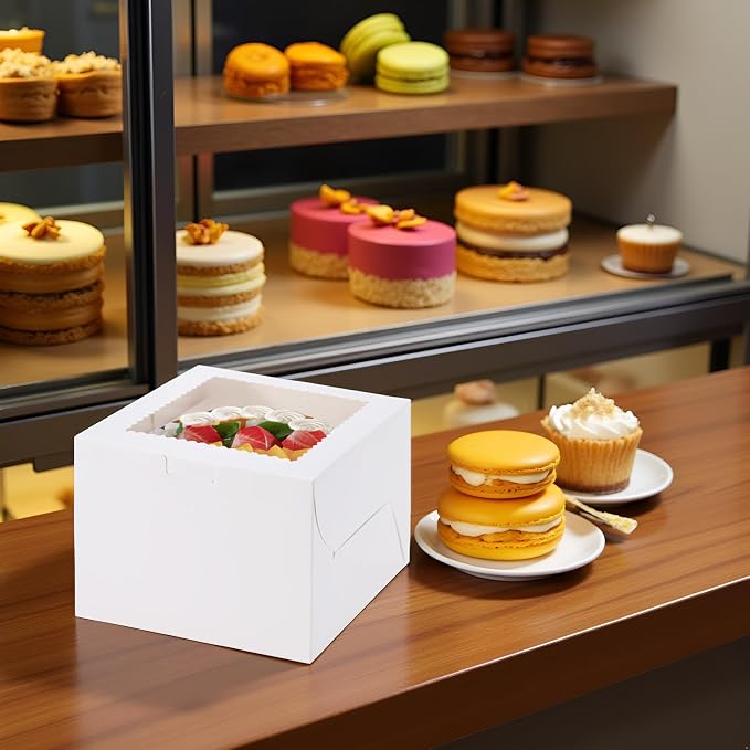 24Pack 12x12x6 Inch Cake Boxes, White Paper Cake Boxes With Window, Cajas Pasteles For Cake Delivery Baking Business Gifting, Fathers Day, Cookies, Pie, Pastries, Chocolates, Cupcake