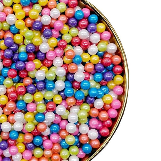 Sprinkles Rainbow Edible Pearls,Cake Sprinkles 130g 4.6OZ,Cookie Sprinkles,Sugar Pearl, Edible Candy Pearls for Cake Cupcake Decorationg (7mm-rainbow(Darkpurpleblue))