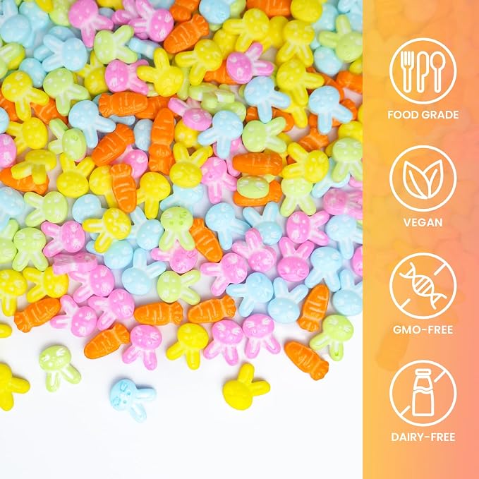 Edible Bunny & Carrot Sprinkles for Cake Decorations, 3.52oz Easter Sprinkles for Cupcakes Topper Baking Cookies Easter Spring Party Supplies Birthday Celebrations