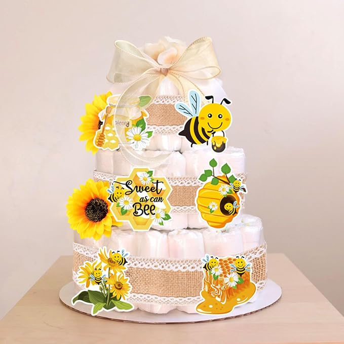 Honey Bee Baby Shower Diaper Cake Decorating Kit Party Supplies Gender Reveal Decorations Baby Shower Gifts Cake Topper Sweet As Can Bee Party