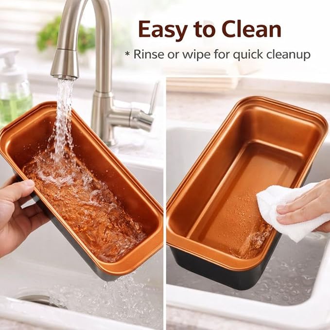 3-Pack 9x4 Inch Nonstick Loaf Pans, Carbon Steel Bread Pans for Baking Banana Bread & Sourdough, Even Heating, Easy Release, Oven Safe to 450°F, PFOA Free