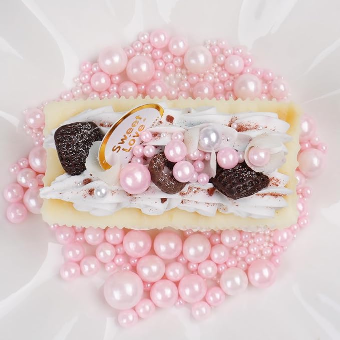 Pink Sprinkles for Cake Decorating, 130g/4.6oz Edible Light Pink Pearl Sprinkles Mix, Sugar Candy Pearls for Baking, Cookie Decorations and Cupcake Toppings, Wedding Party Valentines Supplies