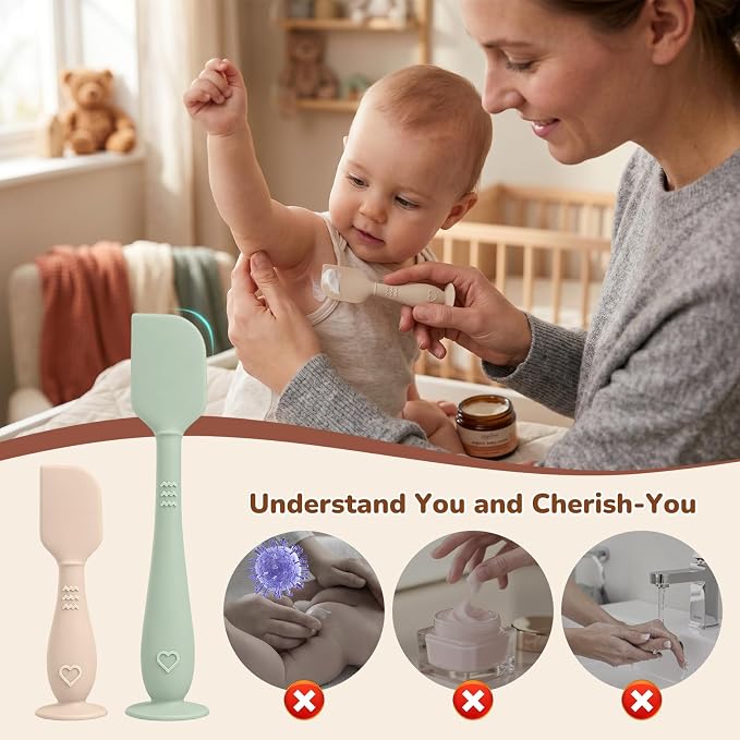 4-Pack Diaper Cream Spatula with Travel Case, Soft Baby Butt Spatula – Silicone Butt Paste Spatula, Convenient Diaper Spatula, Ideal Baby Shower Gift