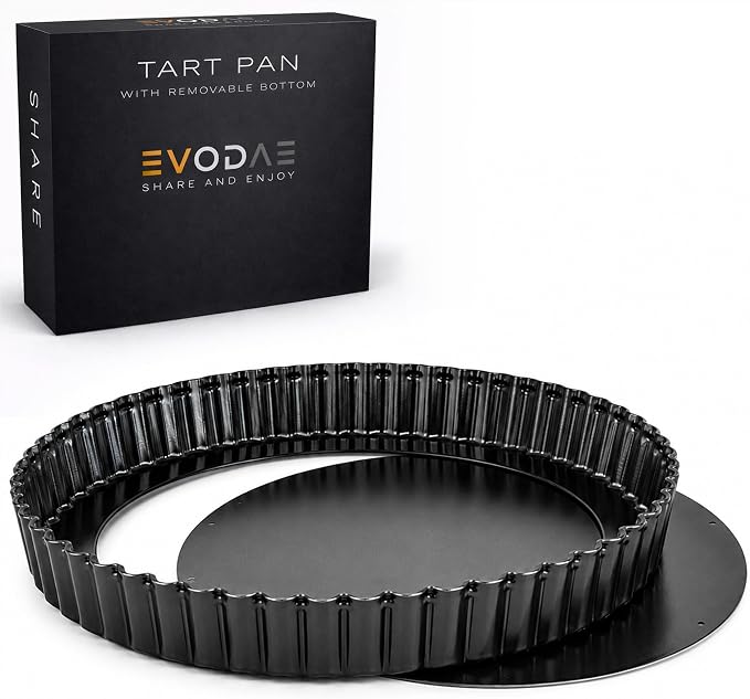 9 Inch Tart Pan with Removable Bottom, Premium Nonstick Tart Pan for Baking, Fluted Quiche Pan, Fruit Tart Pan, Heavy Duty Carbon Steel, Dishwasher Safe, PFAS Free Bakeware