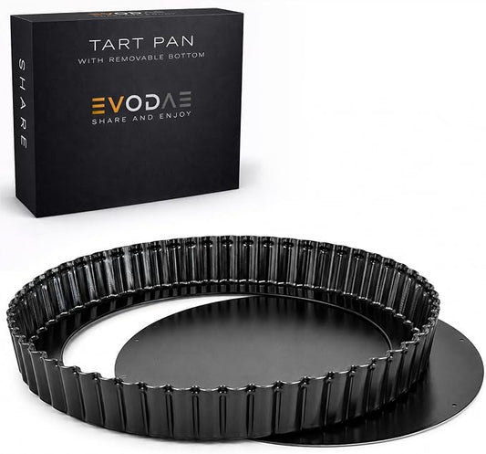 9 Inch Tart Pan with Removable Bottom, Premium Nonstick Tart Pan for Baking, Fluted Quiche Pan, Fruit Tart Pan, Heavy Duty Carbon Steel, Dishwasher Safe, PFAS Free Bakeware