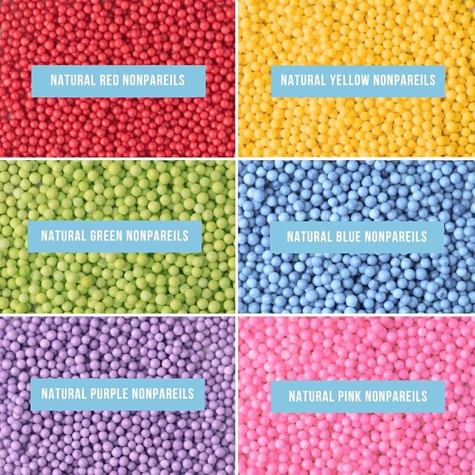 Sweets Indeed Dye Free Rainbow Nonpareils 6 Cell Set – Decorative Sprinkles for Baking & Decorating Cupcakes, Cookies, Cakes & Desserts – 2.75 ounces