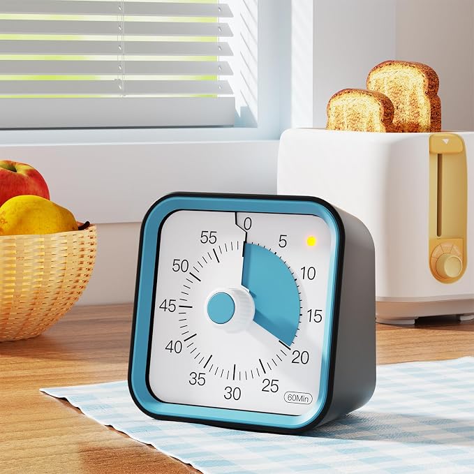 Visual Timer for Kids with Pause Function, 60 Minute Countdown Timer for Kids Desk Study, Teaching, Kitchen Cooking, Office Meetings, Time Management for ADHD (Black)