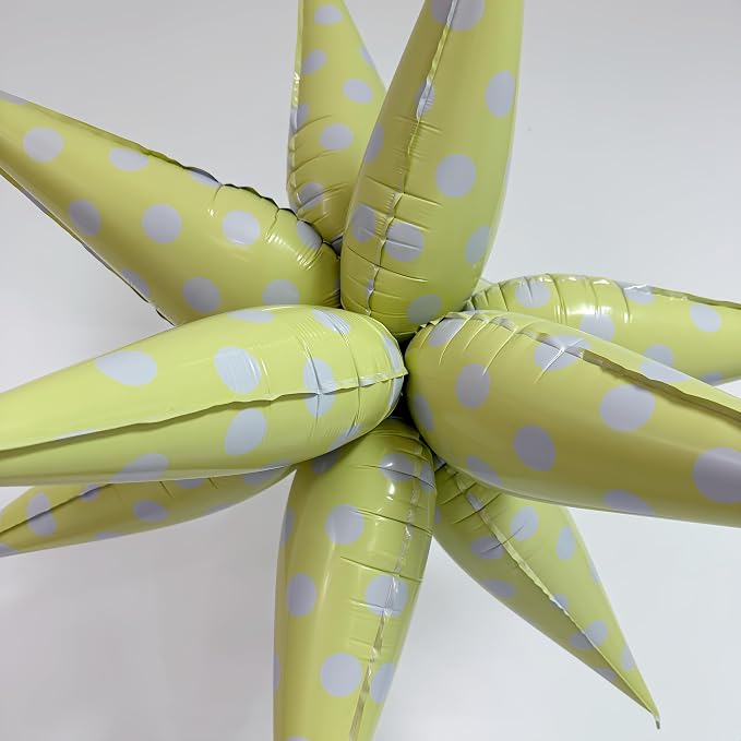 2Pcs Yellow Macaron Polka Dot Explosion Pointed Star Foil Balloons/Candy Color Balloon for Christmas, Candyland Party, Baby Shower, Unicorn Birthday, Easter/Rainbow Candy Themed Party Decorations