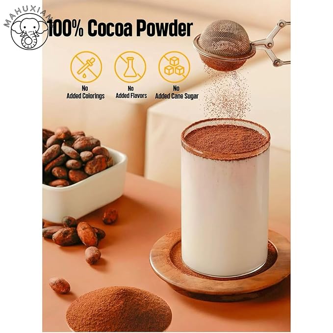MAHUXIANG Dutch-Processed Cocoa Powder, Rich Red Color for Baking, Drinks, Dark Hot Chocolate, Ice Cream, Brownies, Frosting, 20-24% Fat Content (1.76oz/0.11LB/50g)