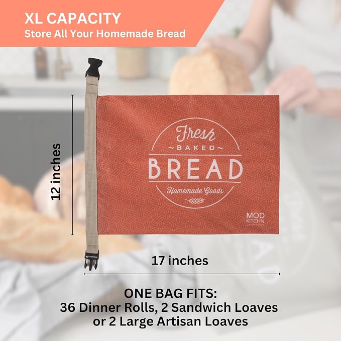 Holiday Bread Bags for Homemade Bread, 2-Pack XL Reusable Sourdough Bread Bags, Christmas Gift Bags for Artisan Loaves, Freezer Safe