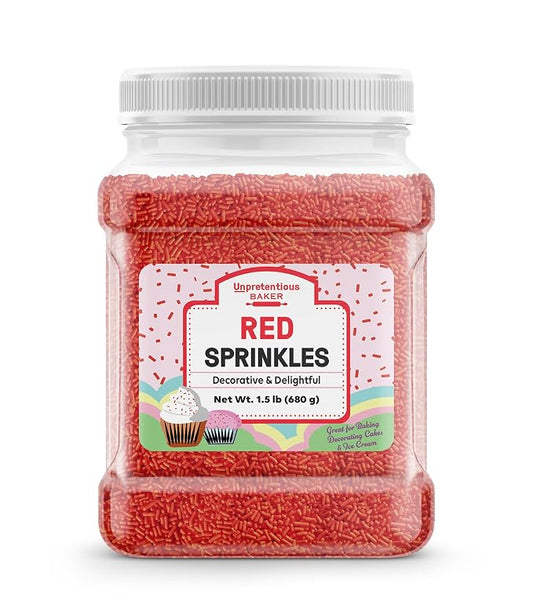 Unpretentious Red Sprinkles (4 Cups) Jimmies, Decorative Dessert Topping, Festive & Fun