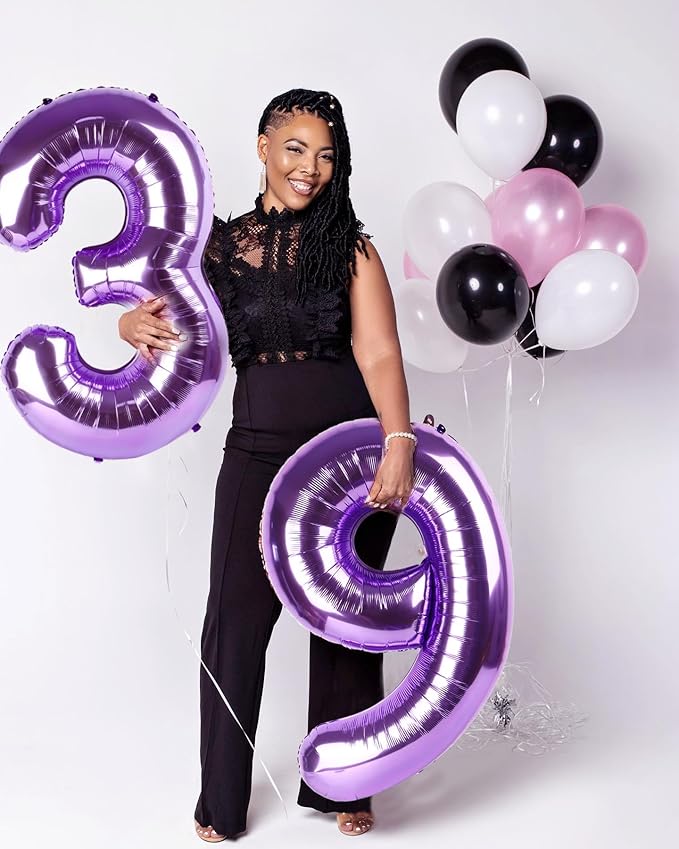 Numbers Balloon 3, 40 Inch Large Purple Balloon for Three Year Old Birthday Decor, 3 13 30 31 Birthday Party Decorations for Wedding Supplies