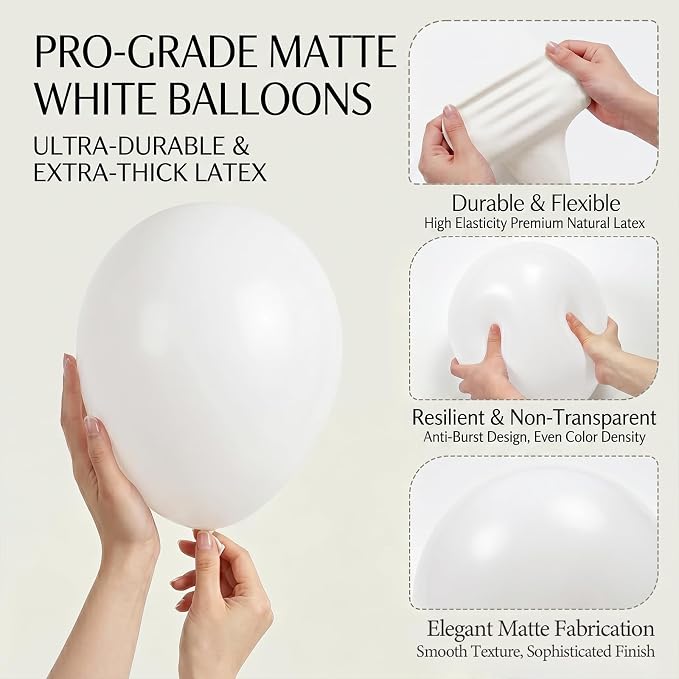 104pcs White Balloons Different Sizes 18 12 10 5 Inch, White Latex Party Balloon Garland Arch Kit for Wedding, Baby Shower, Graduation 2026 Decorations