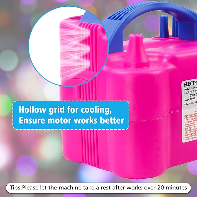 Electric Balloon Pump, Portable Electric Balloon Blower Machine Balloon Air Pump, Dual Nozzle 110V 600W Balloon Inflator for Party Decoration Christmas Birthday