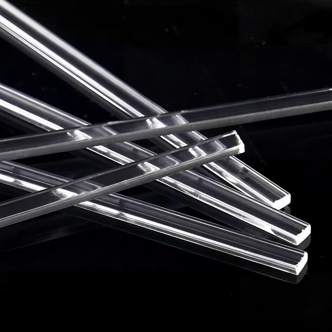 Beeveer 100 Pcs 4" Flat Clear Sticks for Cake Toppers Acrylic Candy Cake Pops Sticks Lollipop Reusable Candy Rods for DIY Cupcake Chocolate Cookie Dessert Decorations