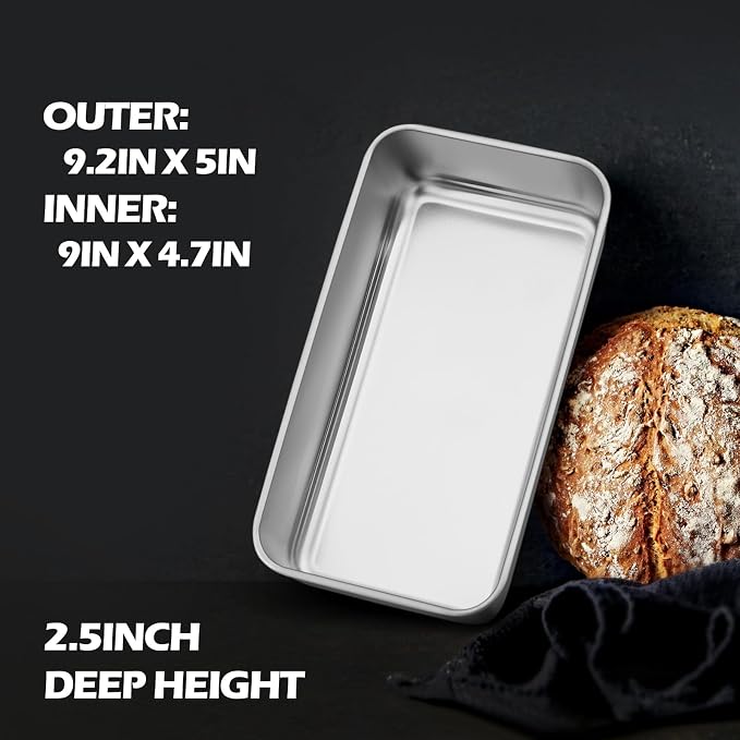 Leonyo 24 Pack 9x5IN Loaf Pans for Baking Bread, 9x5IN Stainless Steel Loaf Pans Set for Homemade Bread, Meatloaf, Bananas, Brownies, Lasagnas, Dishwasher Oven Safe
