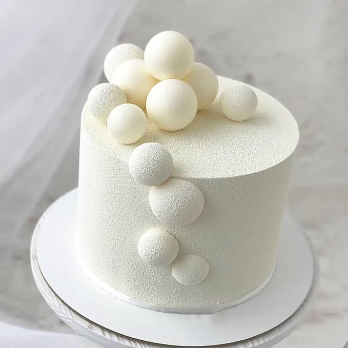 24 PCS Balls Cake Toppers Ball Cake Picks Foam Ball Shaped Cupcake Toppers Mini Balloons Baby Shower Cake Decorations for Wedding Enaggement Bridal Shower Birthday Party Supplies White