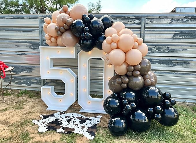 Black and Brown Balloon Garland Arch Kit 168pcs Different Size Western Balloon Arch for Boy First Rodeo Fiesta Party Wild West Country Birthday Cowboy Baby Shower Gender Reveal Party Decor
