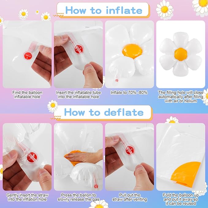 VinTS 150 PCS Daisy Pastel Balloon Garland Kit,White Daisy Flower Macaron Pastel Balloons Garland with Butterfly Stickers for Mothers Day Spring Easter Baby Shower Decoration