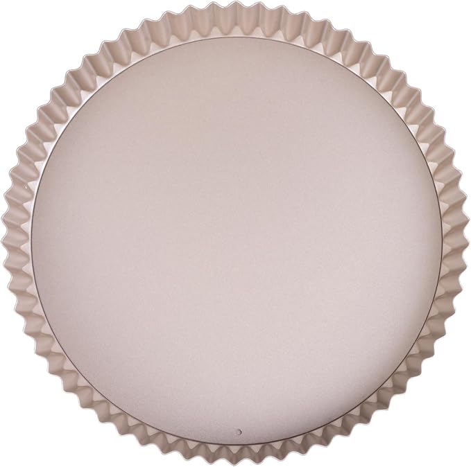 9-Inch Round Tart Pan with Loose Removable Bottom, Non-Stick Carbon Steel Quiche Pan for Oven Baking (Champagne Gold)