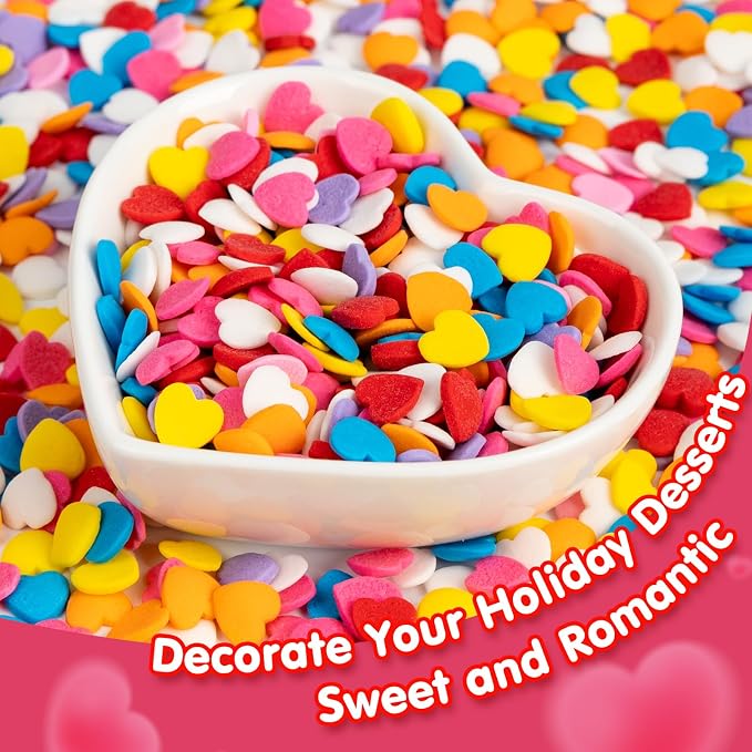 Edible Confetti Sprinkles,Colorful Heart-Shape Cake Decoration,Rainbow Round Candy for Cake Decorating,Pastel Sprinkles for Desserts Baking,Perfect For Birthday Party,Festival Day Baking Supplies