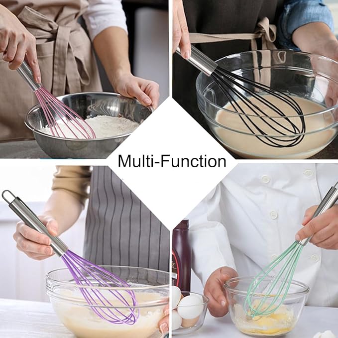 1-Piece Stainless Steel Whisk BRIIEC 10-inch Egg Beater Milk Beater Balloon Whisk Manual Baking Tool for Blending Stirring Whisking and Beating - Full Steel