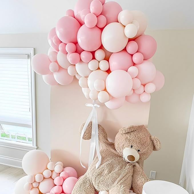 Voircoloria 110pcs Light Pink Balloons 12inch Pastel Pink Latex Party Balloons for Boys Girls Birthday Party, Baby Shower, Wedding, Gender Reveal, Baby Shower, Anniversary Party Decorations