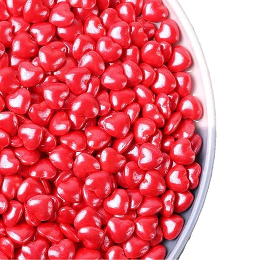 NIPEOR Red Edible Heart Sprinkles 130g/4.6oz, Sugar Pearls & Candy Sprinkles for Cake, Cupcake, Cookie & Dessert Decorating, Valentine’s Day, Wedding, Christmas & Holiday Baking Toppers (Red)