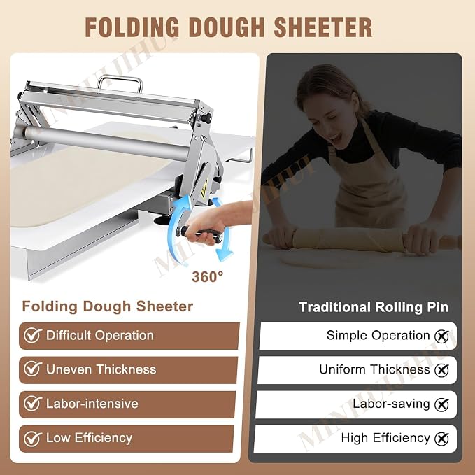 Laminadora De Masa Manual,Croissant Dough Laminator,With Sheeter Board,With 56 Adjustable Thickness Settings,Folding Dough Sheeter Machine,For Home And Commercial Bakeries
