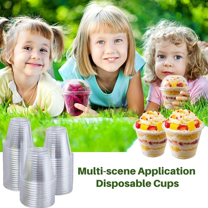 [50 Pack] 9 oz Clear Plastic Cups, Disposable Crystal Drinking Cups, PET Plastic Party Cups for Wedding, Cocktail, Thanksgiving, Christmas Day