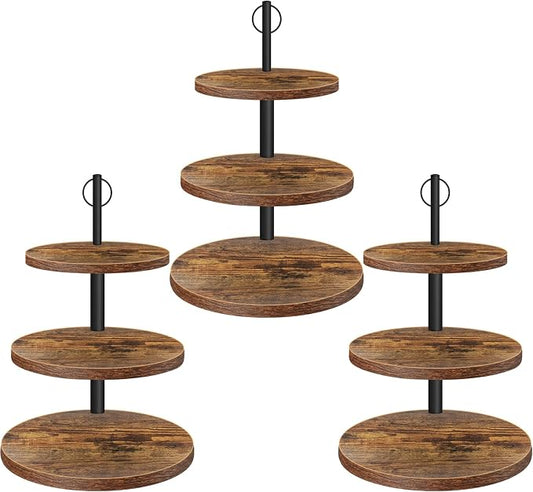 Cupcake Stand, 3 Tier Cupcake Stand Rustic Dessert Table Display Set Wood Cupcake Tower Cake Stand Tiered Tray Stand for Wedding Birthday Baby Shower 3 Pack