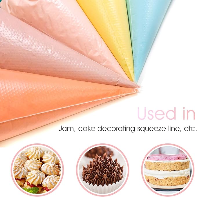 VolksRose 100Pcs Disposable Piping Bags, 22 inch Anti Burst and Non-Slip Pastry Bags, Thicken Cake Decorating Bags Icing Piping Bags for Cake Cupcakes Cookies Frosting, White