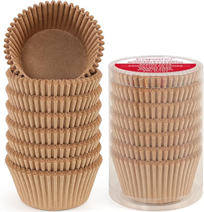 Caperci Standard Cupcake Liners for Baking 200 Counts - Greaseproof Muffin Baking Cups for Wedding Birthday Party Baby Shower Festivals (Natural)