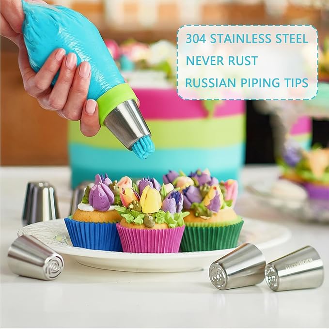 Cake Decorating Kit with Storage Case, 284PCS Baking Accessories, Piping Bags and Icing Tips Set for Cupcake, Cookie, Frosting and Fondant Decorating, Beginners