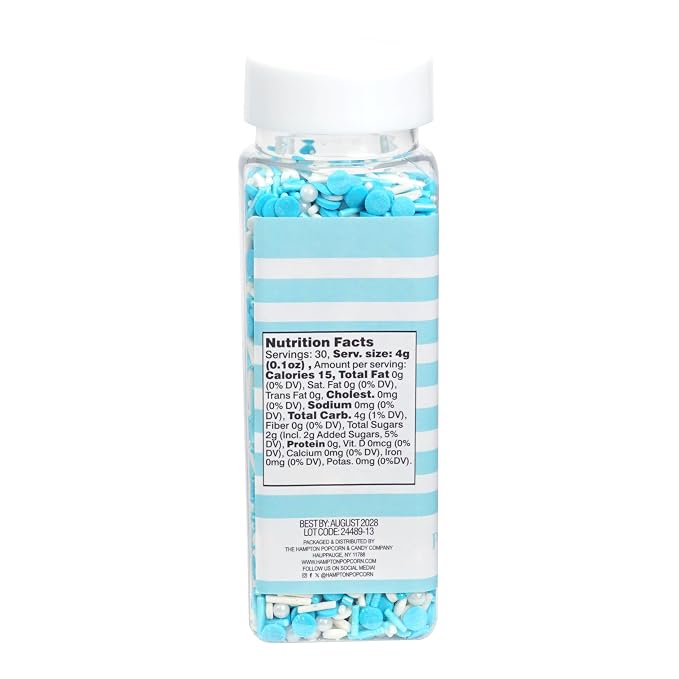 Blue and White Pearls & Sprinkles Mix 4.23 oz, Sprinkles For Cake Decorating, Baking, Ice Cream & More, The Hampton Candy Company