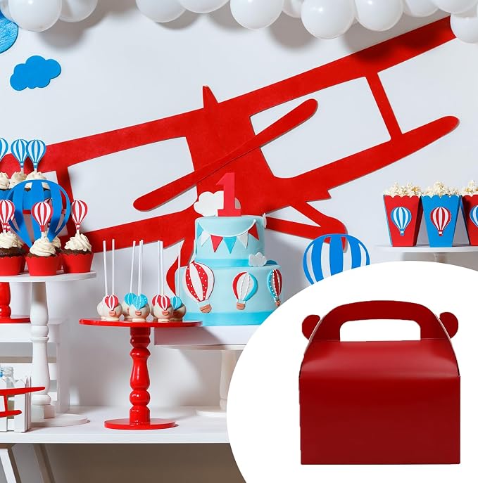 30Pcs Dark Red Party Favor Gift Boxes Gable Paper Treat Box | Goodie Candy Box Perfect for Birthday Babyshower or Any Fun Red Theme Party