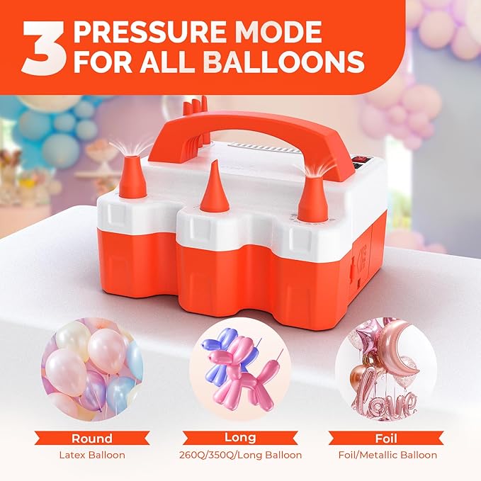 ETENWOLF Electric Balloon Pump for All Balloons 110V 600W Balloon Blower for Party Metalic Latex 260q Foil Balloons, Balloon Inflator for Birthday Decorations