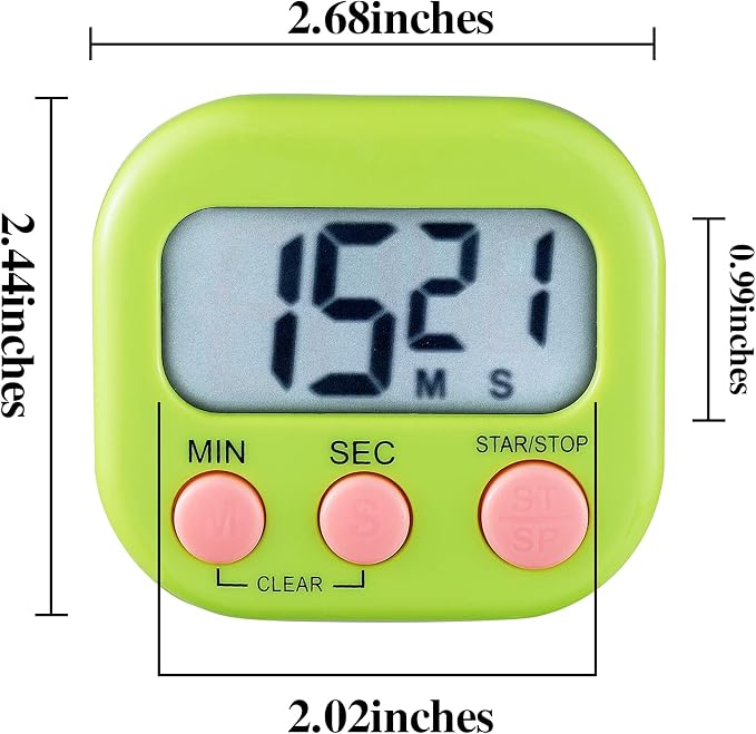 4Pieces Digital Kitchen Timer,Cooking Timer,Countdown Timer Big Digits,Loud Alarm Timers,Magnetic Back and ON/Off Switch,Classroom Timers for Teachers Kids,Minute Second Count Up Countdown.