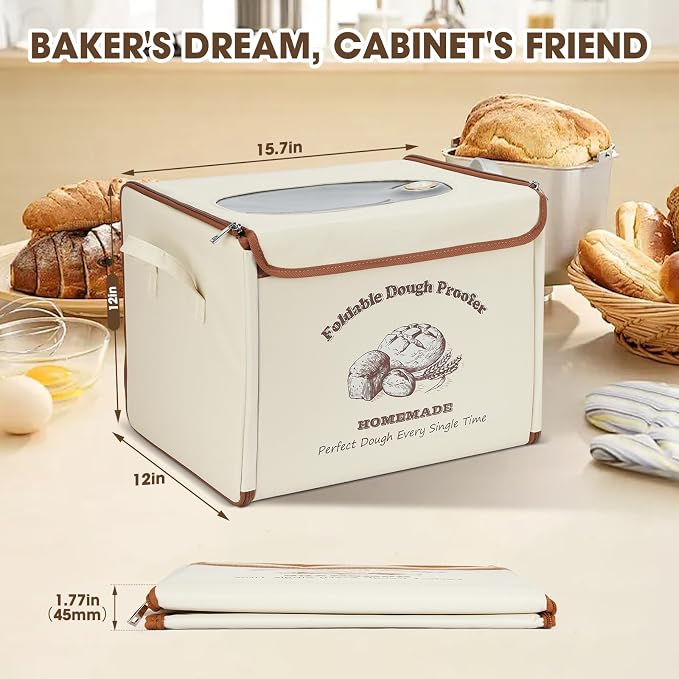 Foldable Bread Proofing Box for Sourdough,50°F-130°F Temp Controlled Dough Proofer with 1-12H Digital Timer,Electric Proofing Container Sourdough Bread Baking Supplies for Home Baking,Yogurt Making