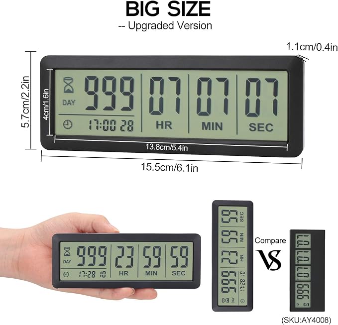 A AIMILAR 999 Days Countdown Timer Digital Clock Retirement Vacation Event Day Counter with Count Up Function