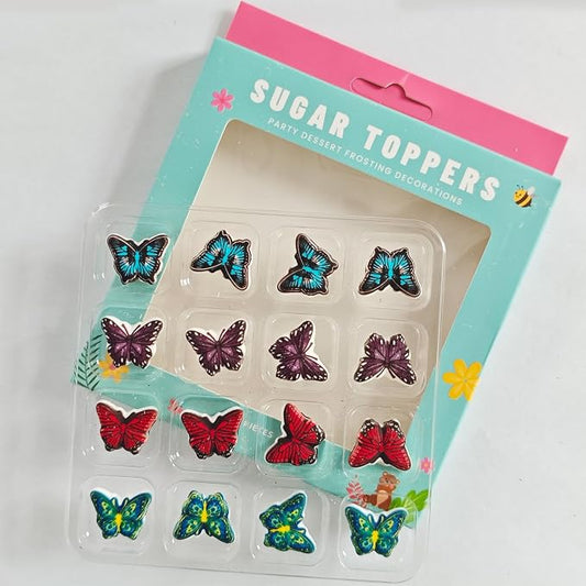 Edible 16 pieces Butterfly cake decorations, Butterflies cupcake toppers, perfect Icing Cookies decro for Valentine's Day Birthday Halloween Thanksgiving Christmas party Team Dinner