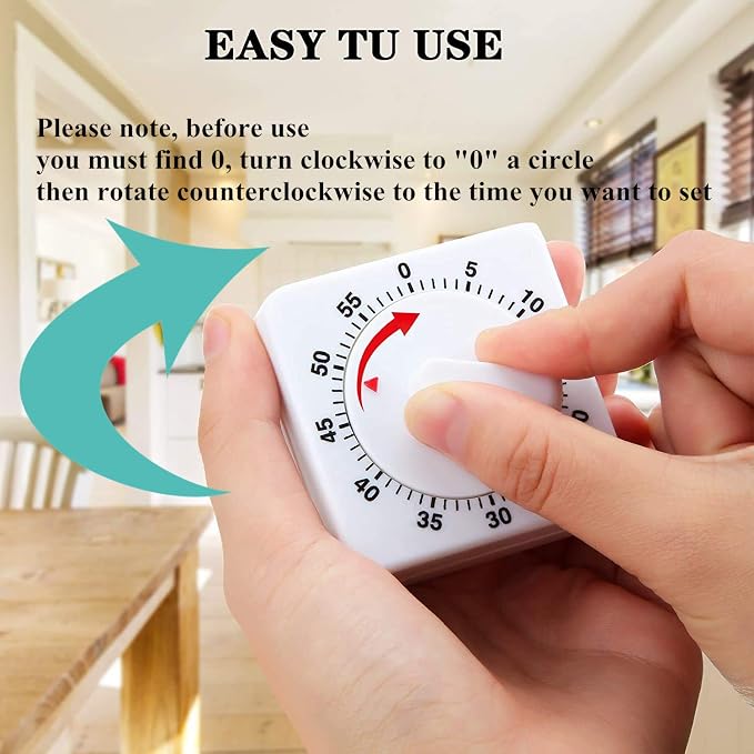Weewooday 2 Pieces 60 Minute Visual Kitchen Timer Hour Mini Countdown Mechanical Timer Loud Voice for Kitchen, Homework, Exercise