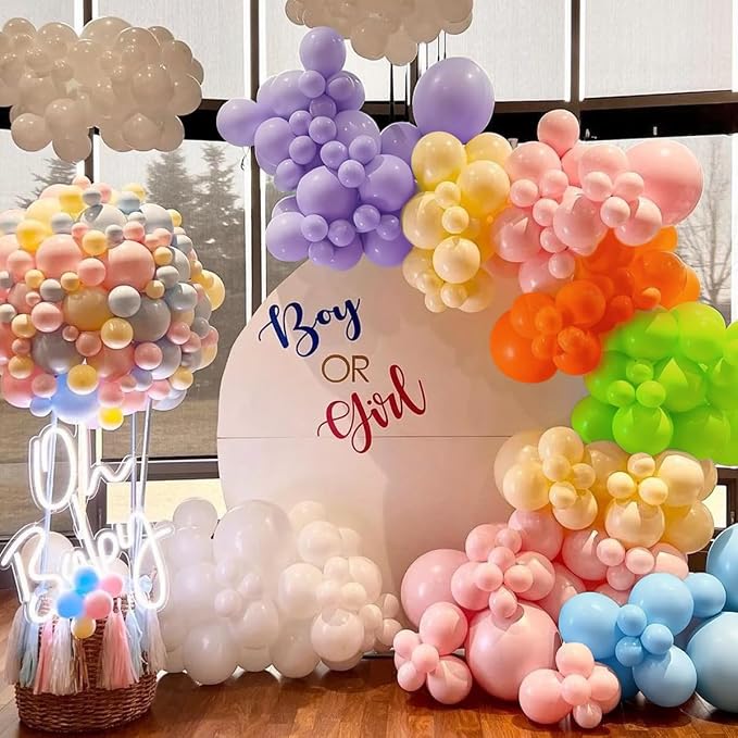 MEBAY Colorful Rainbow Balloon Arch Kit, 166Pcs Multicolor Birthday Bright Balloons Garland for Birthday Baby Shower Wedding Party Decorations