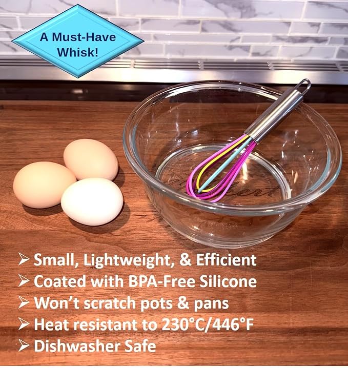 Small Silicone Whisk for Cooking & Mixing (6 inches)