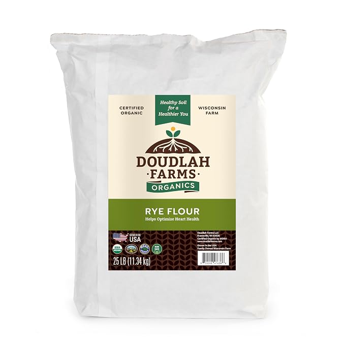 Organic Rye Flour 25 lb Bulk - Non-GMO, USDA Organic, Low Gluten, Vegan, For Baking, Cooking, Supports Heart Health & Digestion - USA Grown by a Wisconsin Family Farm